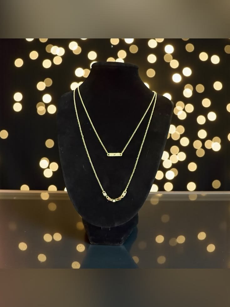 dknygold tone double layered bar style crystal…